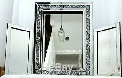 Dressing Table Mirror Sparkly Silver Diamond Crush Crystal 86xH62.5cm