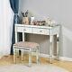 Dressing Table Mirrored Vanity Makeup Stool Dresser Glass Drawer Bedroom Console