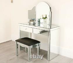 Dressing Table Mirrored Vanity Makeup stool Set Dresser Glass Drawer Bedroom