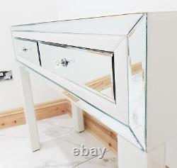 Dressing Table Pro WHITE GLASS Mirrored Vanity Table Entrance Hall Console Unit