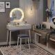 Dressing Table Set With Led Mirror, Stool & 4 Drawers Makeup Desk White