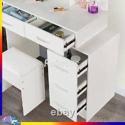 Dressing Table & Stool For Bedroom Makeup Vanity Set with 5 Drawers & 3 Shelves UK