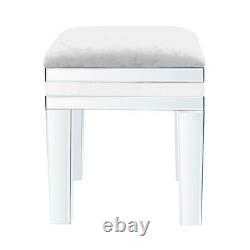 Dressing Table Stool White Mirrored Bedroom Furniture Crushed Velvet Seat Glass