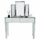 Dressing Table Trifold Desktop Vanity Bevelled Makeup Mirror Silver Set