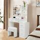 Dressing Table Vanity Makeup Desk Set With Led Mirror And Stool 5 Drawers