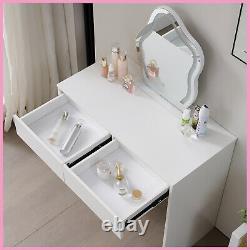 Dressing Table Vanity Makeup Desk with Dimmable LED Lighted Mirror Wooden Drawer