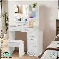 Dressing Table Vanity Set Make up Mirror Set with LED Dimmable Lights & Stool