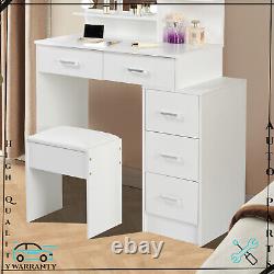 Dressing Table Vanity Set Make up Mirror Set with LED Dimmable Lights & Stool