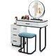 Dressing Table Vanity Set Makeup Stool Led Light 3-drawer Chest Storage Shelves