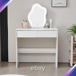 Dressing Table Vanity Set With 2 Drawer White Dresser Desk WithLED Lighted Mirror