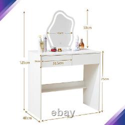 Dressing Table Vanity Set With 2 Drawer White Dresser Desk WithLED Lighted Mirror