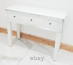Dressing Table WHITE GLASS Console Desk Mirrored Vanity Dressing Table Vanity