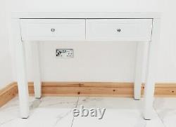 Dressing Table WHITE GLASS Entrance Hall Mirrored Dressing Table Vanity Console