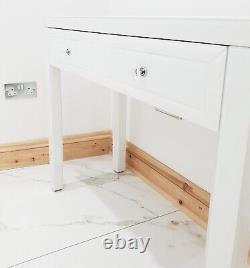 Dressing Table WHITE GLASS Entrance Hall Mirrored Dressing Table Vanity Station