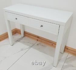 Dressing Table WHITE GLASS Entrance Hall Mirrored Dressing Vanity Console