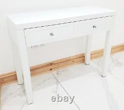 Dressing Table WHITE GLASS Entrance Hall Mirrored Dressing Vanity Console Desk