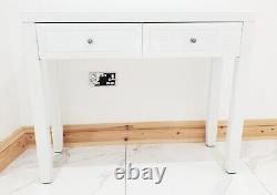 Dressing Table WHITE GLASS Entrance Hall Mirrored Dressing Vanity Console PRO