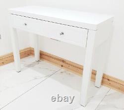Dressing Table WHITE GLASS Entrance Hall Mirrored Dressing Vanity Console Unit