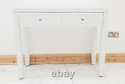 Dressing Table WHITE GLASS Entrance Hall Mirrored Dressing Vanity Station