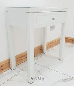 Dressing Table WHITE GLASS Entrance Hall Mirrored Space Saving Console Desk uk