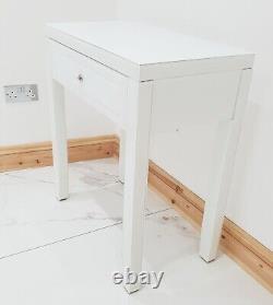Dressing Table WHITE GLASS Entrance Hall Mirrored Space Saving Console Station