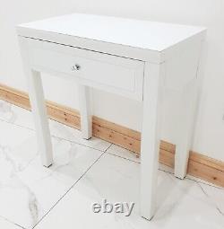Dressing Table WHITE GLASS Entrance Hall Mirrored Space Saving Console Table