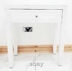 Dressing Table WHITE GLASS Entrance Hall Mirrored Space Saving Console Table GB