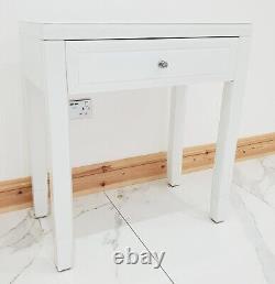Dressing Table WHITE GLASS Entrance Mirrored Space Saving Dressing Table
