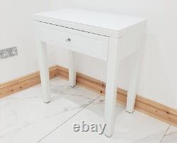 Dressing Table WHITE GLASS Entrance Mirrored Space Saving Dressing Table Bargain
