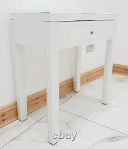 Dressing Table WHITE GLASS Entrance Mirrored Space Saving Dressing Table Console