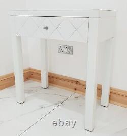 Dressing Table WHITE GLASS Entrance Mirrored Vanity Space Saving Dressing Table