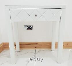 Dressing Table WHITE GLASS Entrance Mirrored Vanity Space Saving Pro Table UK