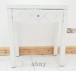 Dressing Table WHITE GLASS Entrance Mirrored Vanity Space Saving Vanity Desk