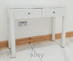 Dressing Table WHITE GLASS Mirrored Entrance Hall Dressing Table Vanity Station
