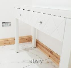 Dressing Table WHITE GLASS Mirrored Entrance Hall Dressing Table Vanity Table UK