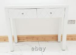 Dressing Table WHITE GLASS Mirrored Entrance Hall Dressing Table Vanity Table UK