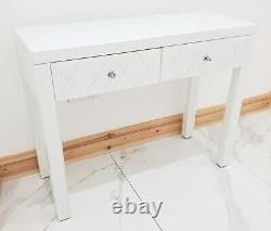 Dressing Table WHITE GLASS Mirrored Entrance Hall PRO Dressing Vanity Desk