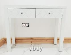 Dressing Table WHITE GLASS Mirrored Entrance Hall PRO Dressing Vanity STATION