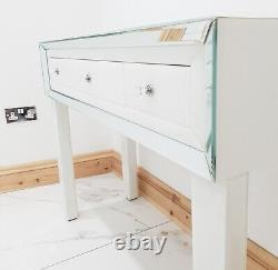 Dressing Table WHITE GLASS Mirrored Vanity Table Console Table Vanity Station