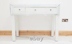 Dressing Table WHITE GLASS Mirrored Vanity Table Console Vanity Station Glass UK