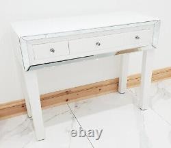 Dressing Table WHITE GLASS Mirrored Vanity Table Entrance Hall Console Desk PRO