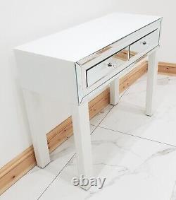 Dressing Table WHITE GLASS Mirrored Vanity Table Entrance Hall Table Console PRO
