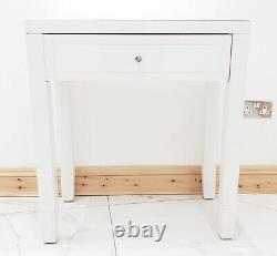 Dressing Table WHITE GLASS Space Saving Mirrored Glass Mirrored Dressing Table