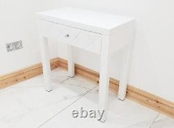 Dressing Table WHITE GLASS Space Saving Mirrored Vanity Desk UK Clearance