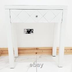 Dressing Table WHITE GLASS Space Saving Mirrored Vanity Dressing Table Desk UK