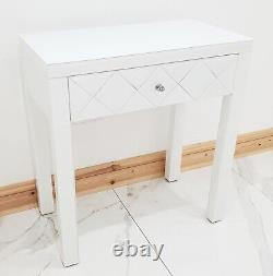 Dressing Table WHITE GLASS Space Saving Mirrored Vanity Table Bargain sale sale