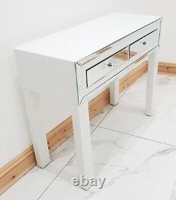 Dressing Table WHITE GLASS Table Mirrored Vanity Table Console Desk Pro Grade