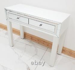 Dressing Table WHITE GLASS Table Mirrored Vanity Table Console Desk Pro Grade