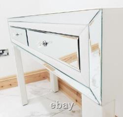 Dressing Table WHITE GLASS Table Mirrored Vanity Table Console Desk Pro Grade