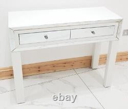 Dressing Table WHITE GLASS Table Mirrored Vanity Table Console Desk Pro Grade